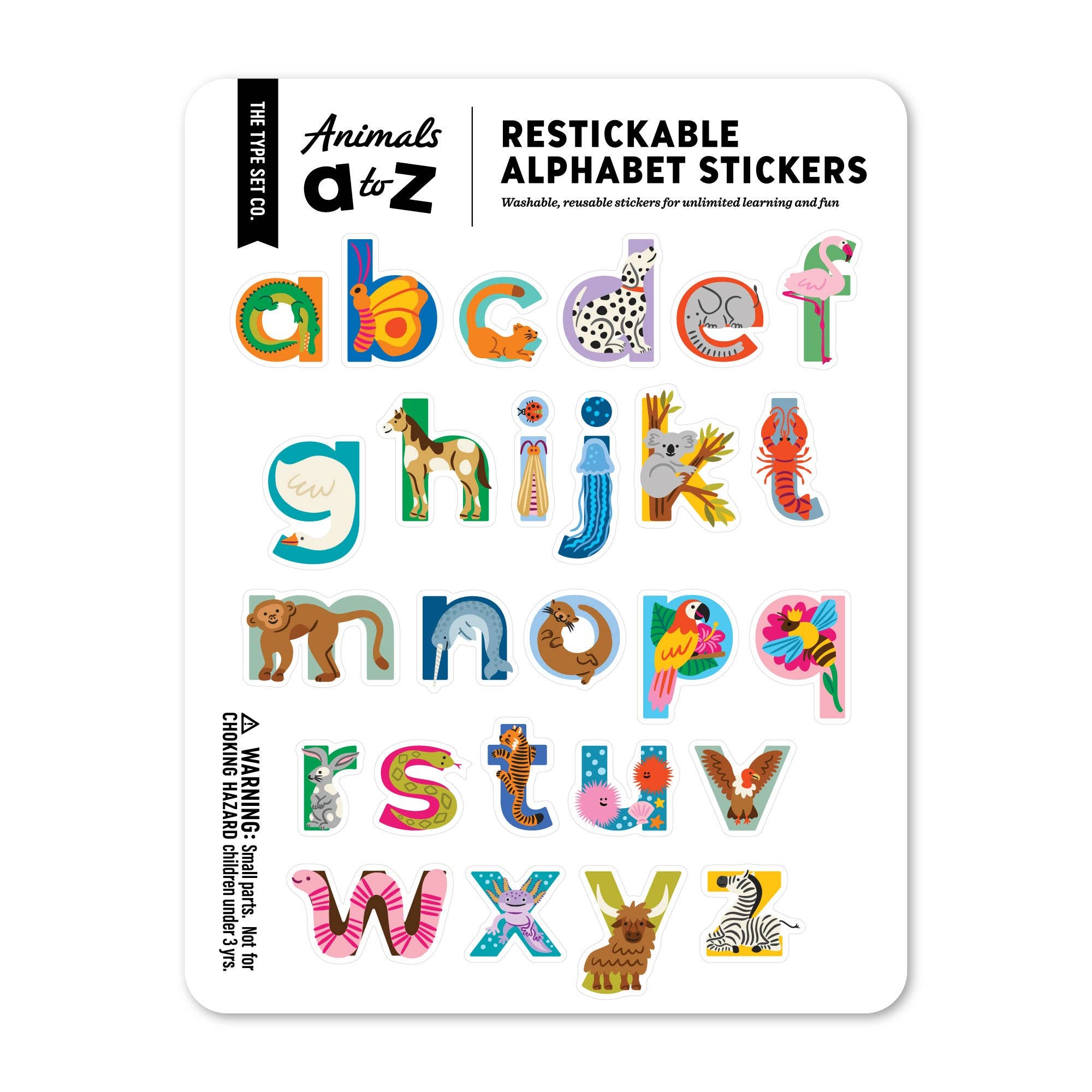 Animals A to Z Restickable Alphabet Stickers – Flying Pig Toys