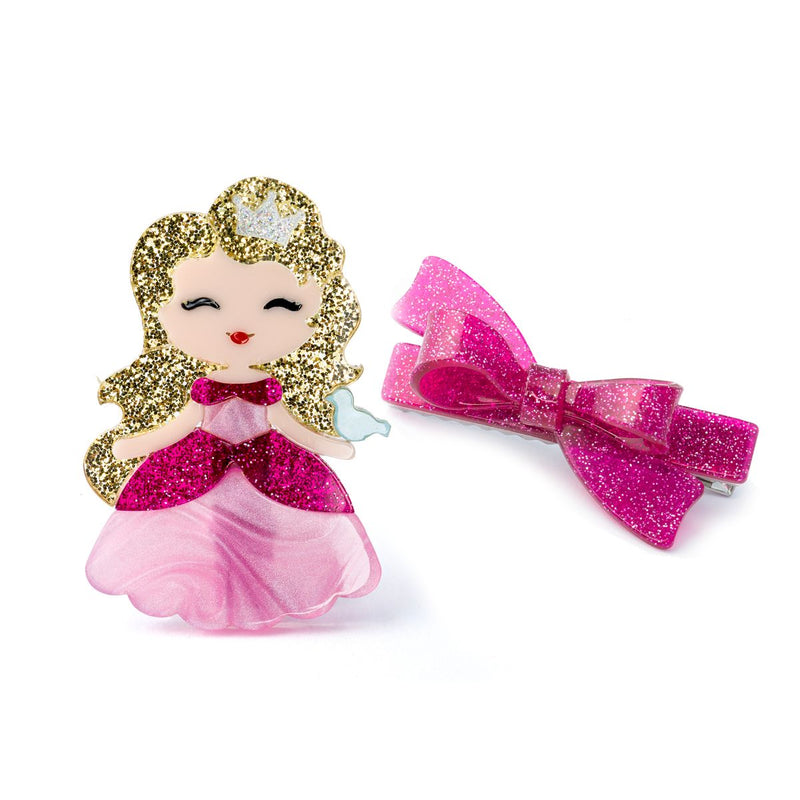 Cute Doll Light Pink Dress with BowHair Clip
