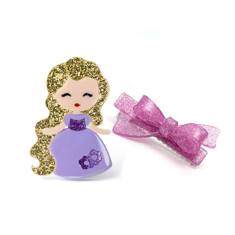 Cute Doll Purple Dress with Castle Hair Clip