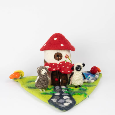 Magic Mushroom Felt Fairy PlayHouse - For Finger Puppets