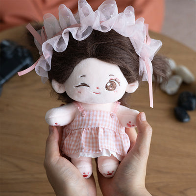 CALEMBOU Plush Doll 7.8in Cute Cotton Doll with Skeleton Anime Plushies Soft Stuffed Dress Up Doll Kawaii