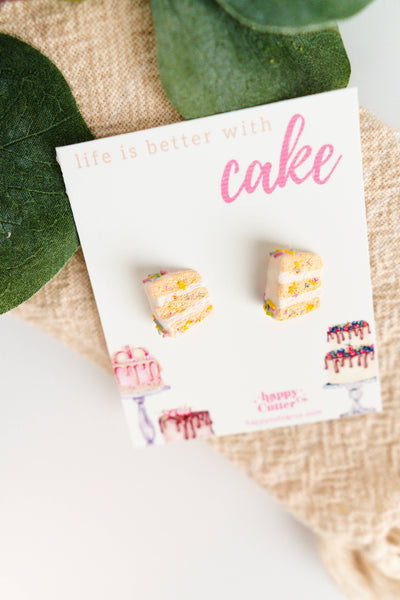 Funfetti Sprinkled Cake Clay Stud Earrings | Bakery Gift
