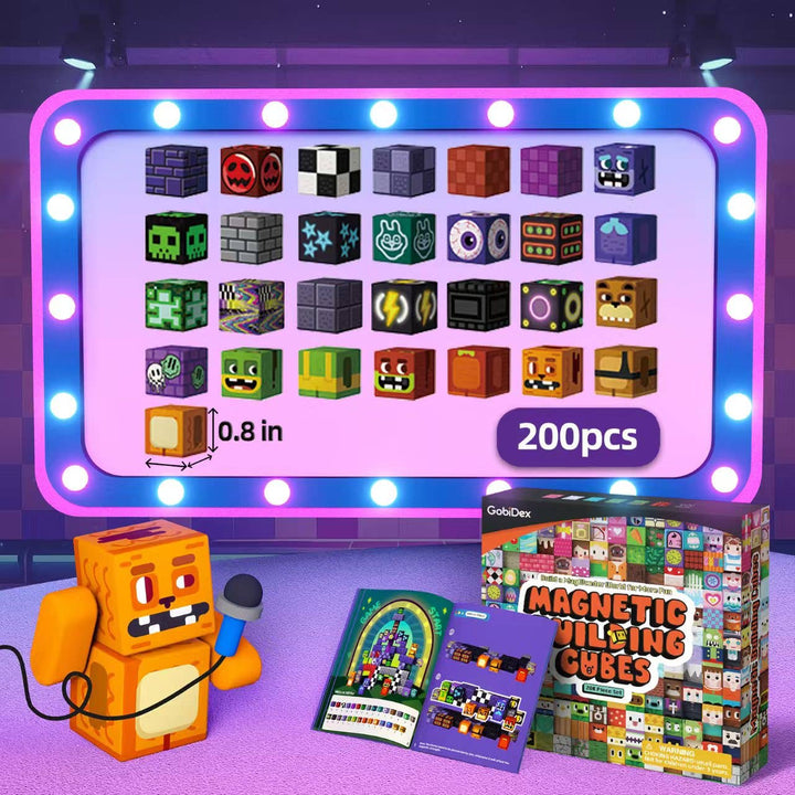 Midnight Madness Magnetic Building Blocks - 200 Piece (2cm