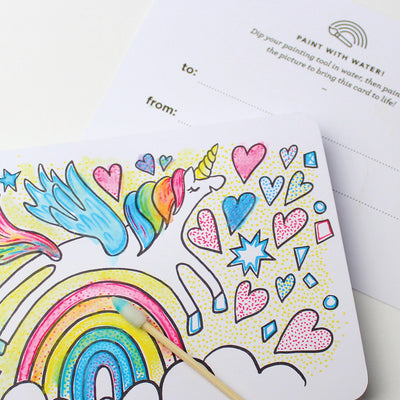 Paint with Water Valentine Cards - Unicorn