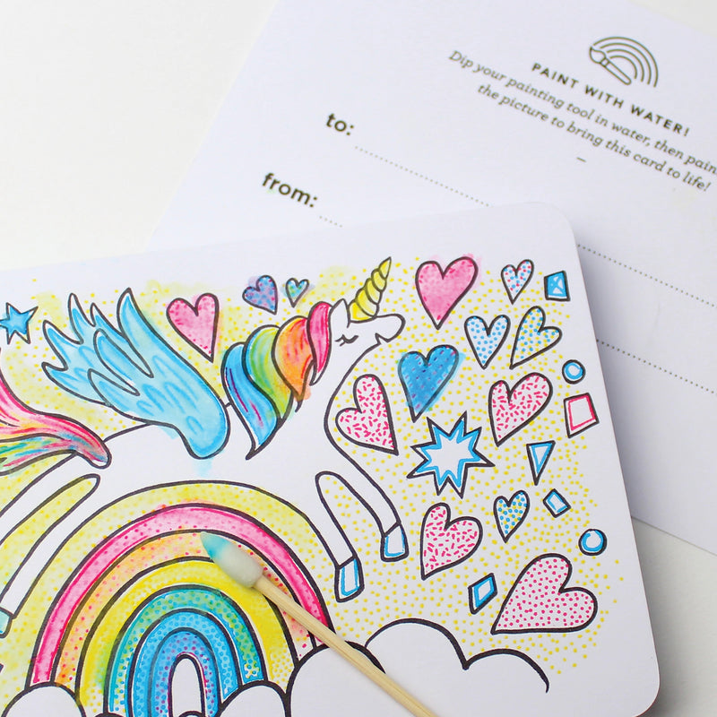 Paint with Water Valentine Cards - Unicorn