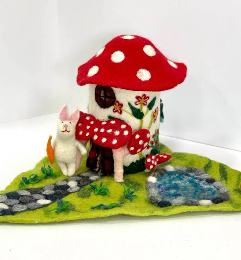 Magic Mushroom Felt Fairy PlayHouse - For Finger Puppets