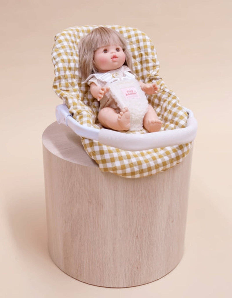 Doll Car Seat Mustard Gingham - Tiny Harlow