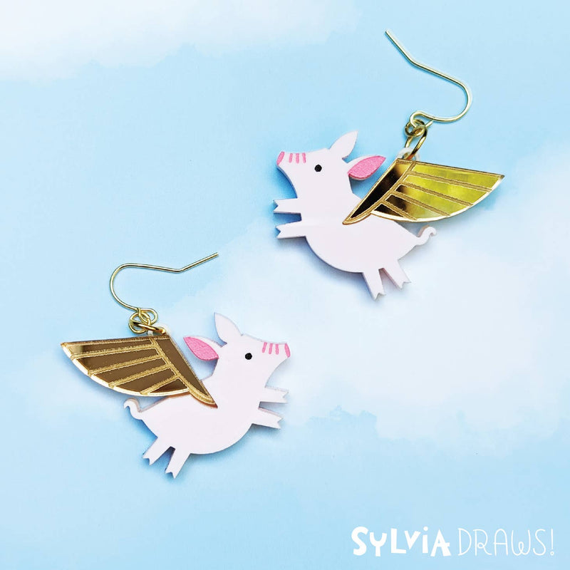 Flying pig earrings