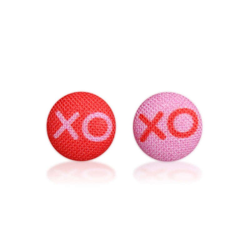 XOXO Fabric Button Earrings