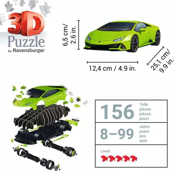 3D Puzzle Car Lamborghini Huracán EVO - green - 108 Pieces