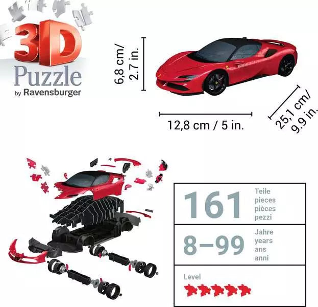 3D Puzzle Car Ferrari SF90 Stradale - 108 Pieces