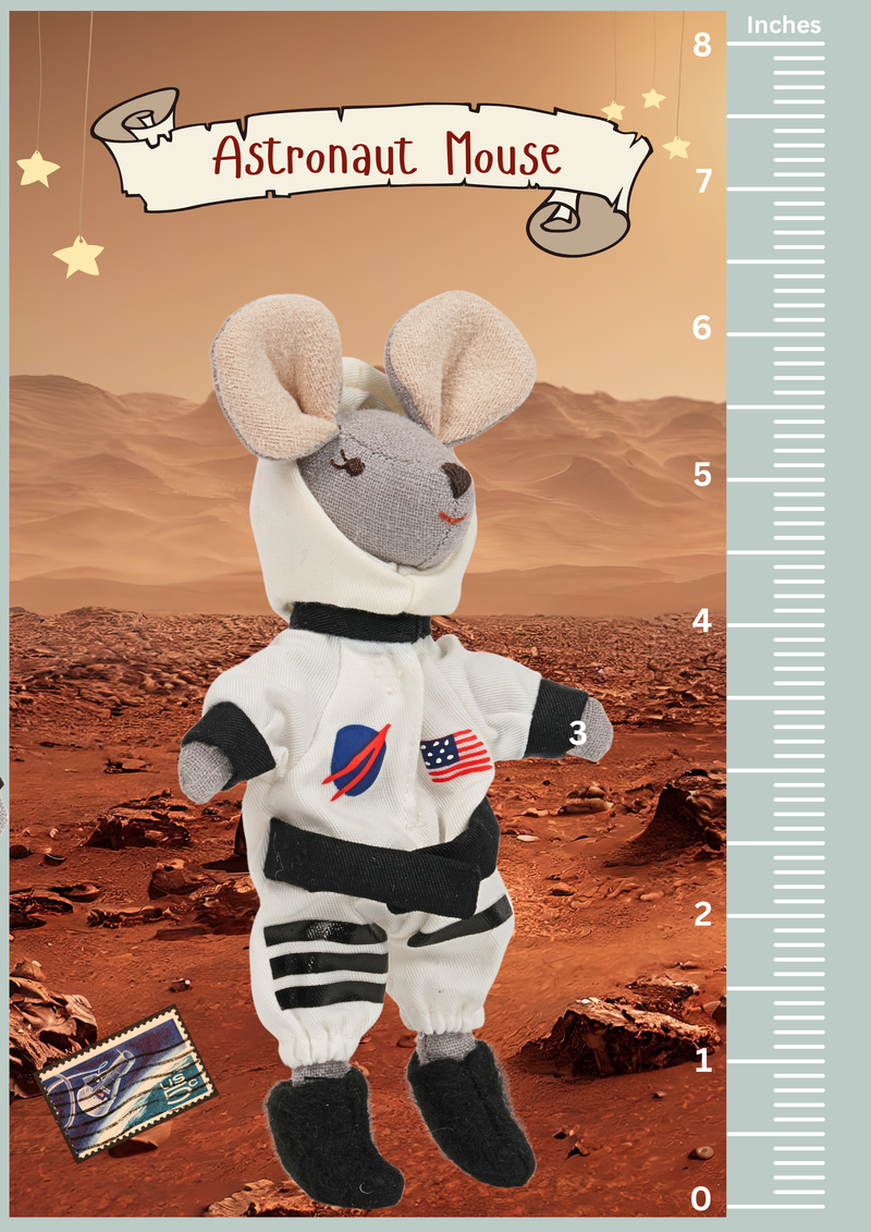 LEVLOVS Astronaut Mouse (White) in a Box with the bedding