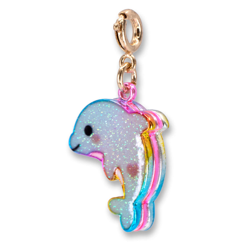 Gold Glitter Tie-Dye Dolphin Charm