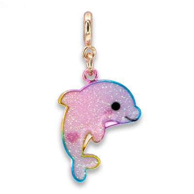 Gold Glitter Tie-Dye Dolphin Charm