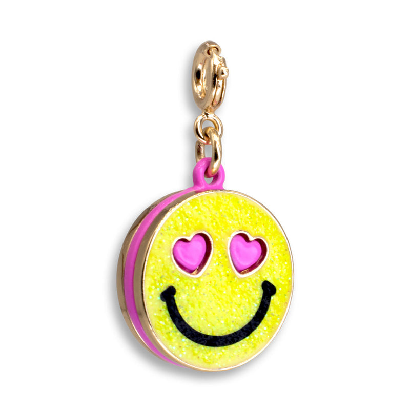 Gold Glitter Smiley Face Charm