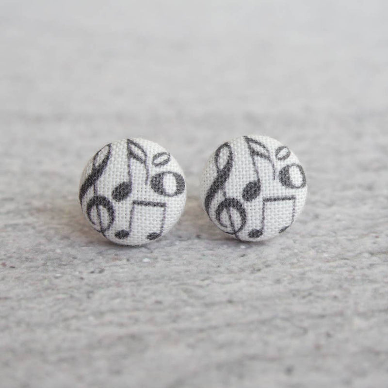 Music Fabric Button Earrings