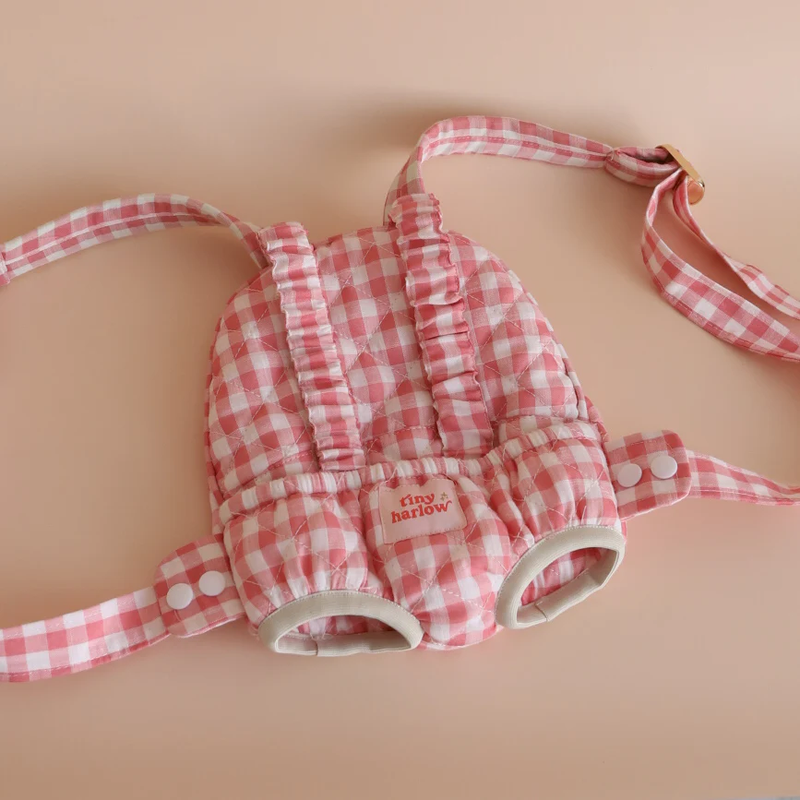 Doll Carrier - Pink gigham - Tiny Harlow
