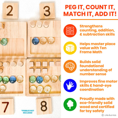 Counting Pegs Math Toy Set & Ten Frame Addition Flashcards