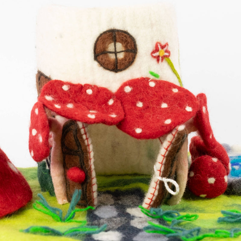 Magic Mushroom Felt Fairy PlayHouse - For Finger Puppets