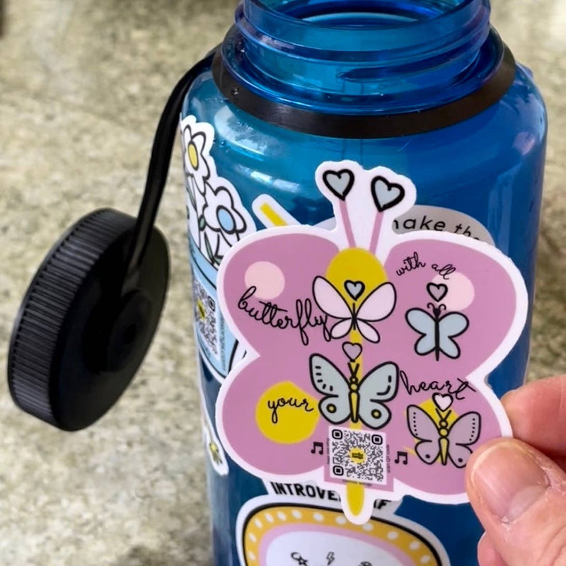 Butterfly Musical Laptop Sticker with QR Code Original Song