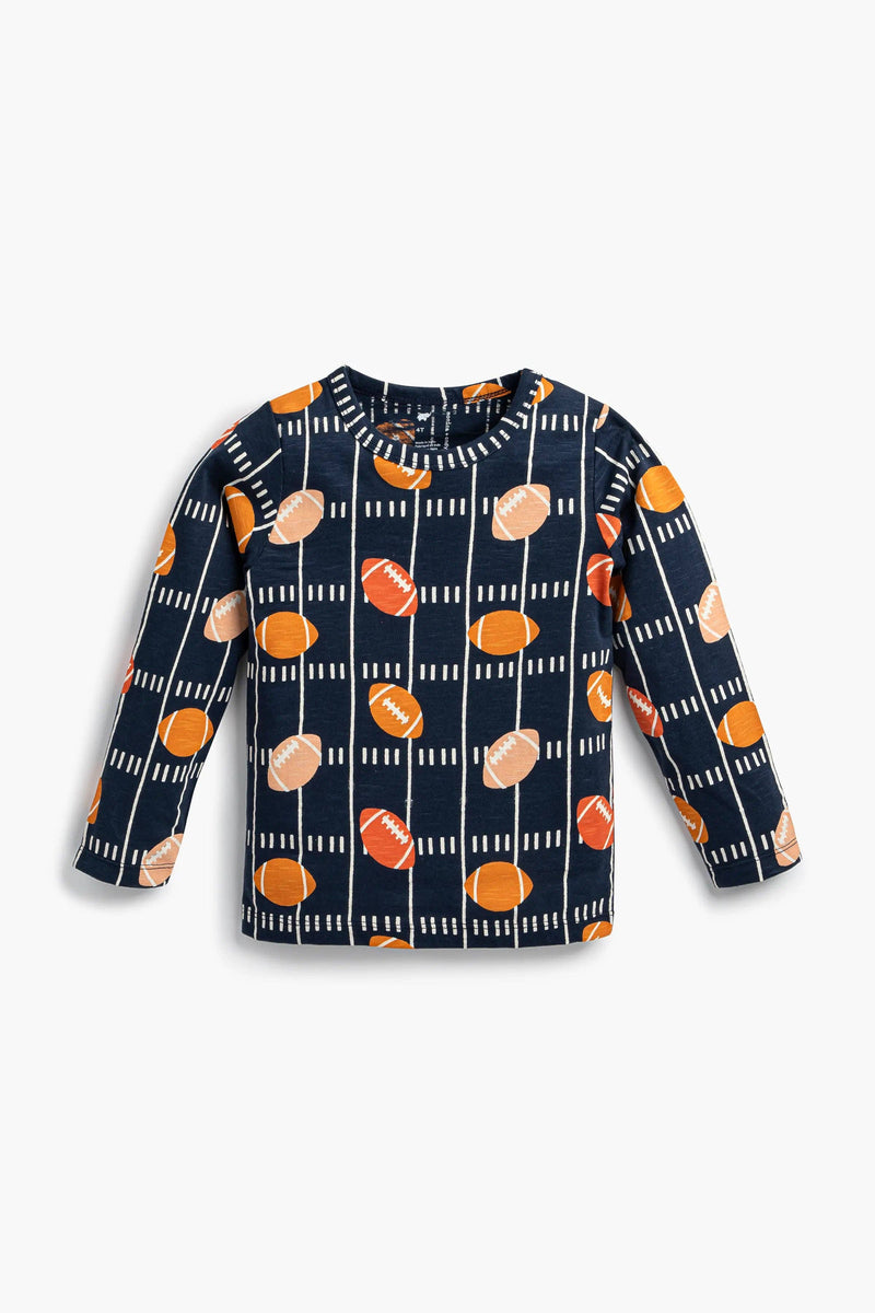 Back to School Kids Long Sleeve Crewneck Tee - Navy Football