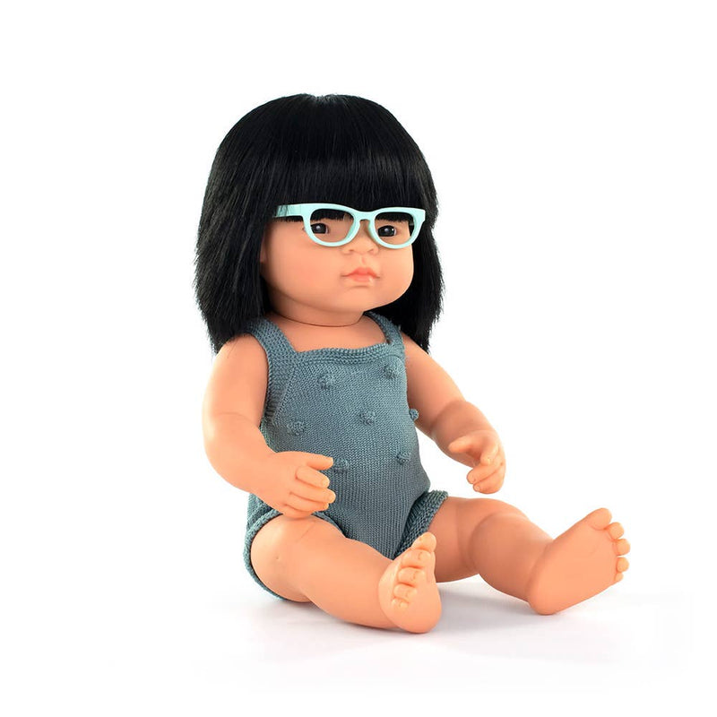 Colourful Doll Asian Girl Glasses 15” Lead color rompers