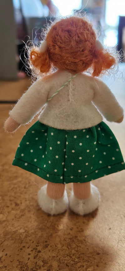 Girl Doll (miniature bendable felt doll, ginger, fair skin)