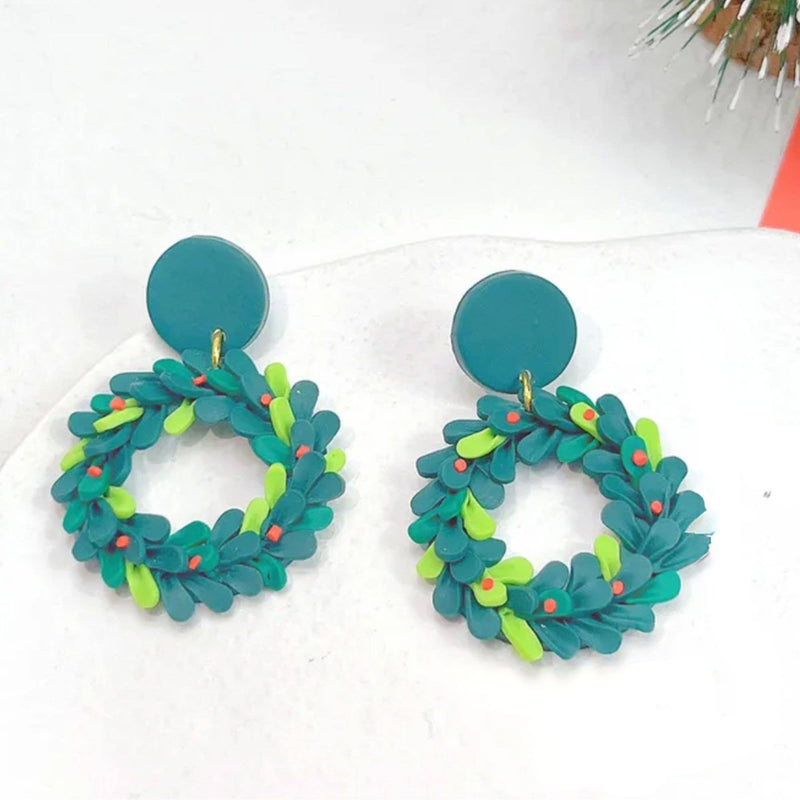 A-Wreath-A Franklin Christmas Holiday Soft Clay Earrings