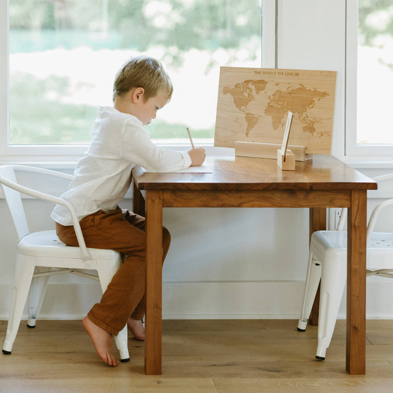 Wooden World Map • Engraved Modern Map of World&