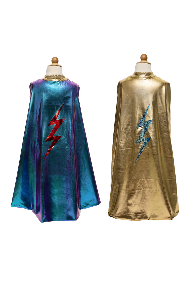 Reversible Blue Lightning Holographic Cape