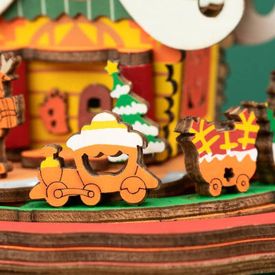 DIY 3D Wooden Puzzle Music Box: Christmas Town