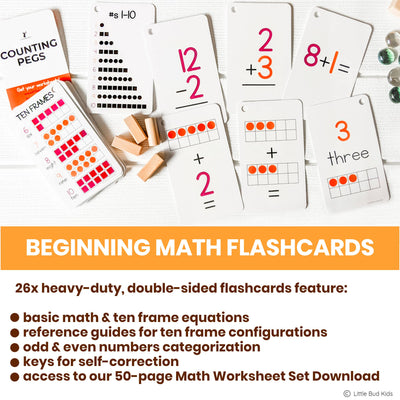 Counting Pegs Math Toy Set & Ten Frame Addition Flashcards