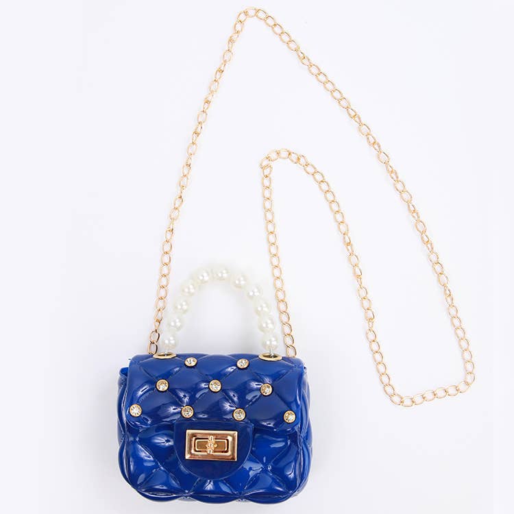 Rhinestone Jelly Purse, White or Navy