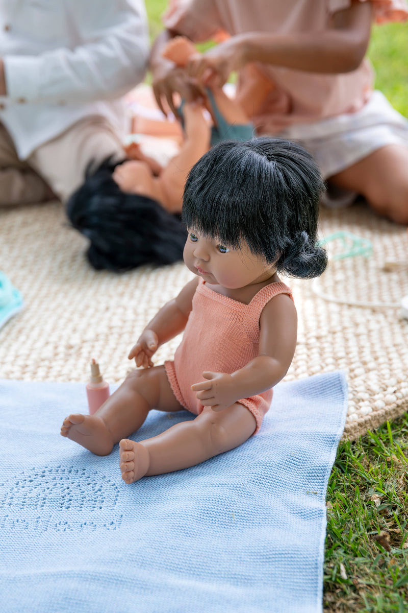 Turquoise Knitted Blanket for Dolls