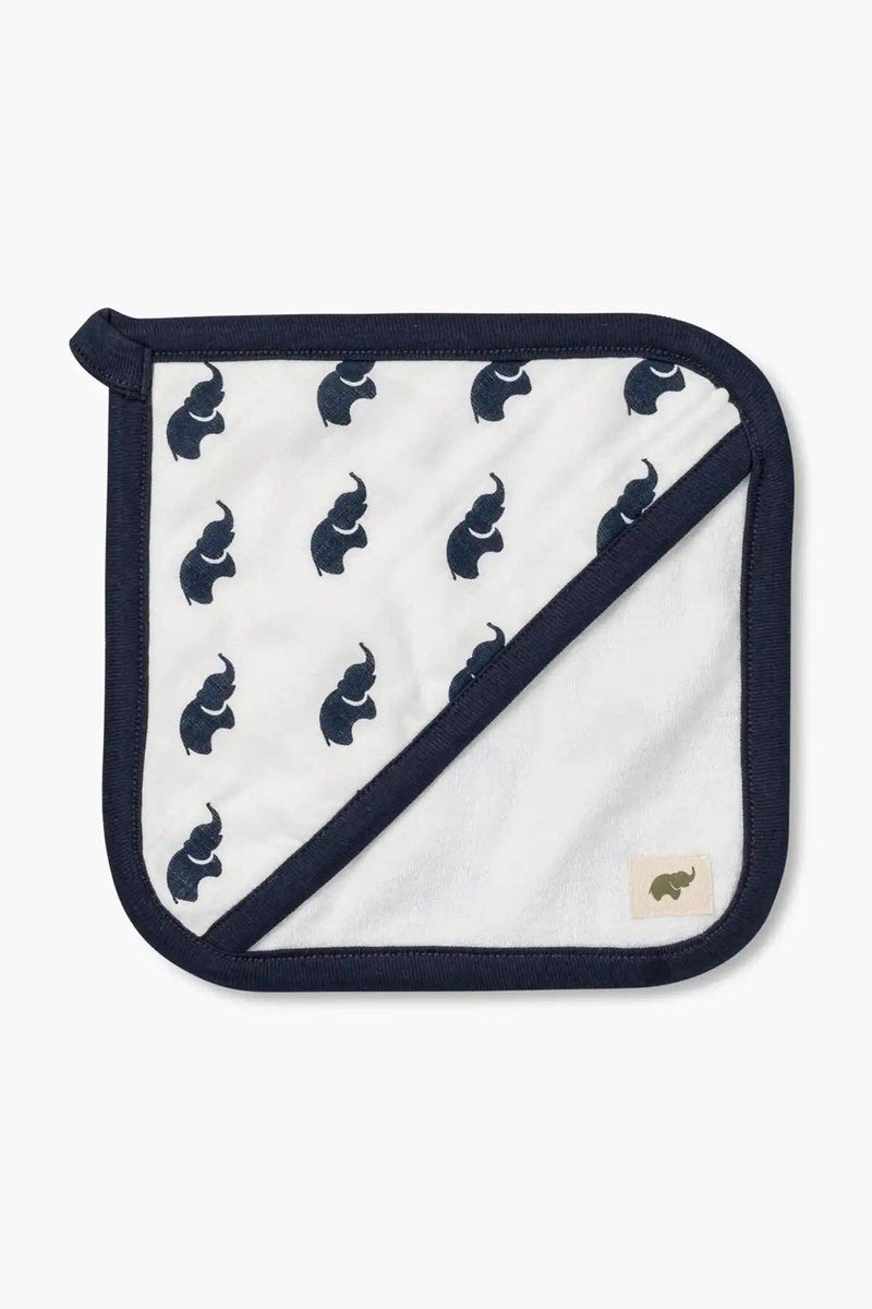 Organic First Washcloth - Navy Elephant