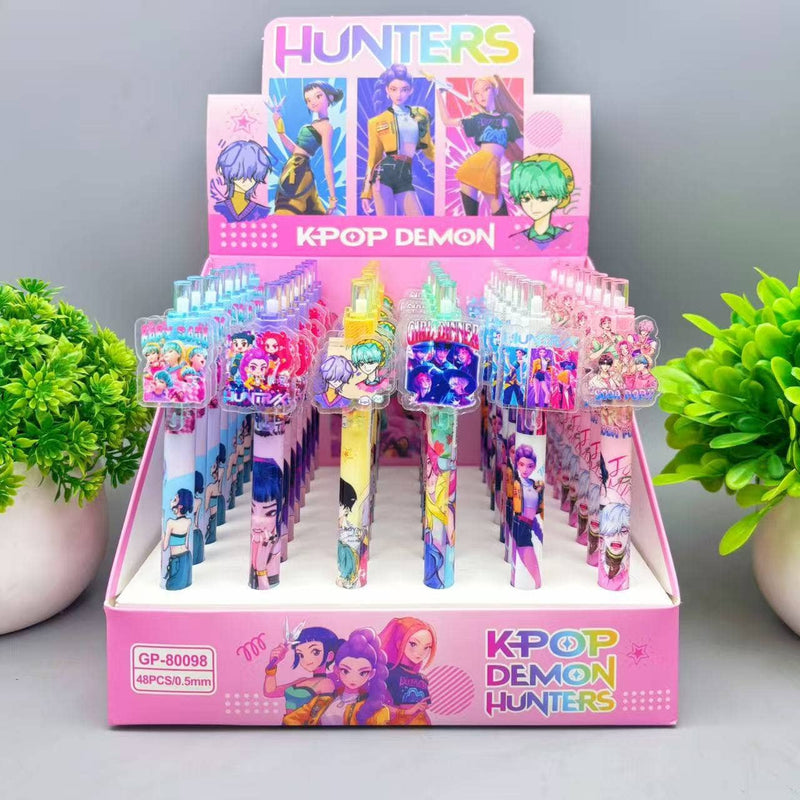 KPOP demon hunters black gel pen with acrylic patch