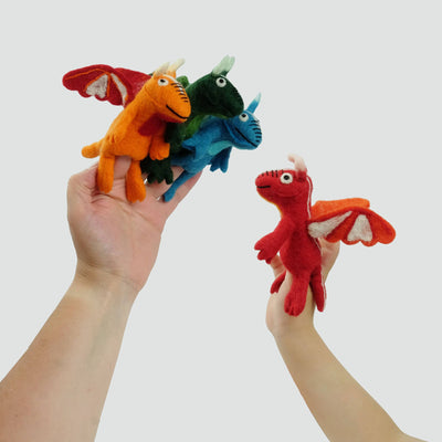 Felt Finger Puppets  - Dragon Set of 6, Assorted