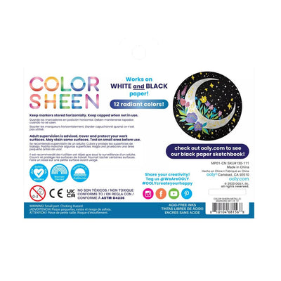 Color Sheen Metallic Colored Felt Tip Markers - Set of 12