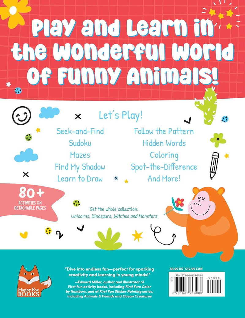 Funny Animals Activity Book Puzzles, Games, Coloring + More!