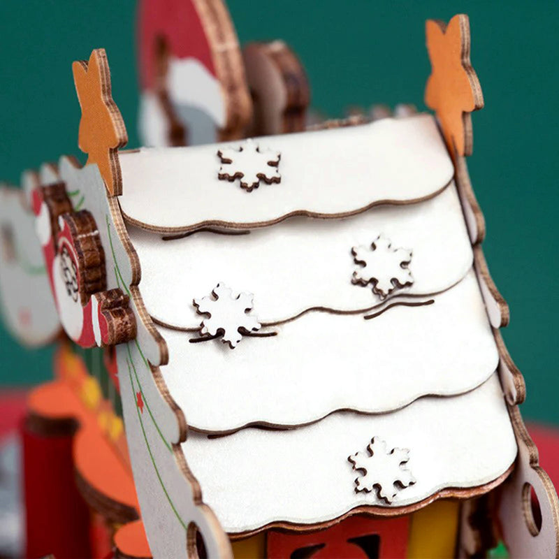 DIY 3D Wooden Puzzle Music Box: Christmas Town