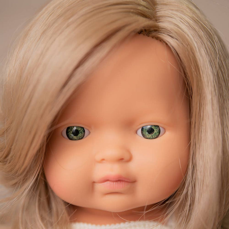 Colourful Doll Caucasian Girl Dirty Blonde 15” Cream rompers