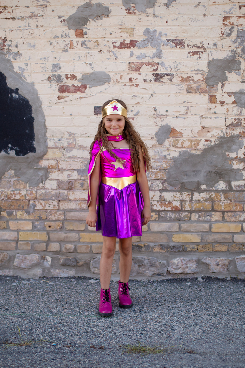 Superhero Star Dress, Cape & Headpiece