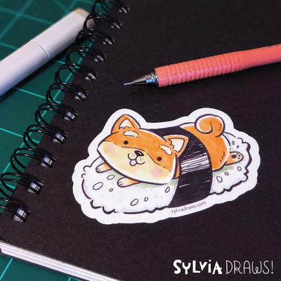 Shiba Inu Sushi Sticker