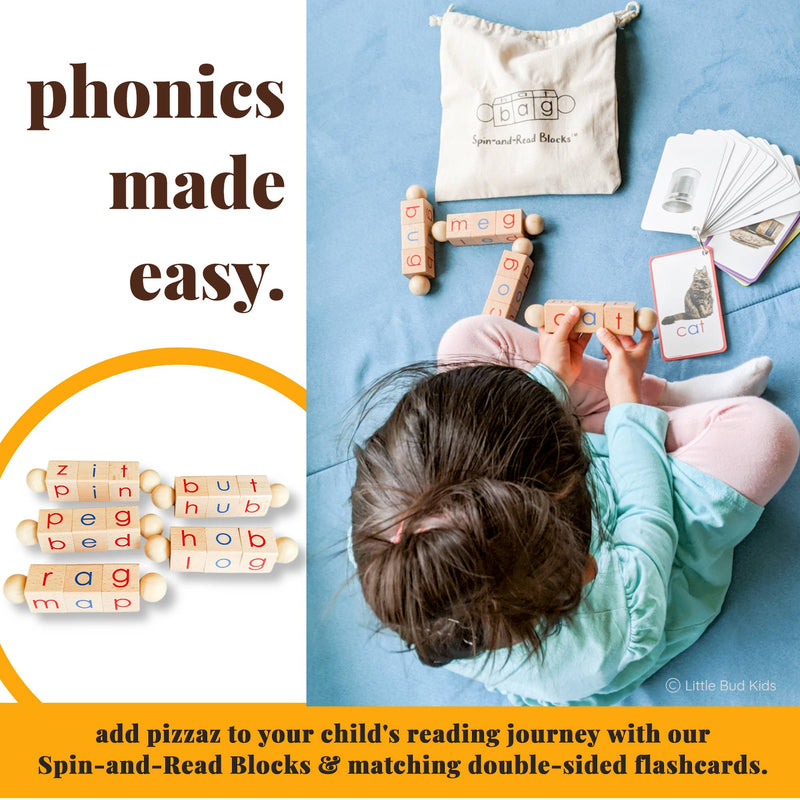 Spin-and-Read Montessori Phonetic Reading Blocks & CVC Cards