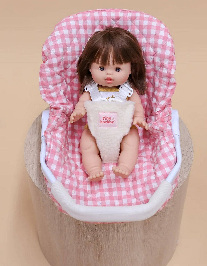 Doll Car Seat - Pink Gigham - Tiny Harlow