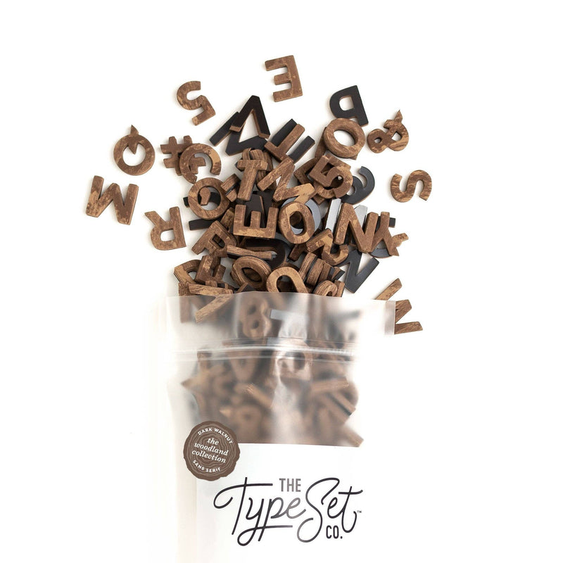 1" 200pc Faux Wood Dark Walnut Magnetic Letters