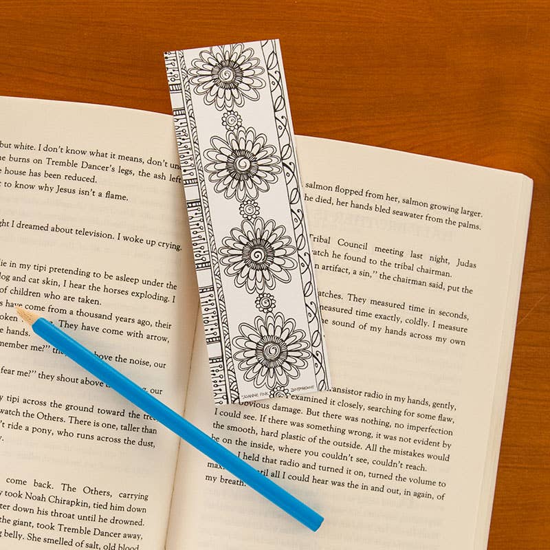 Coloring Bookmark - Flower Chain