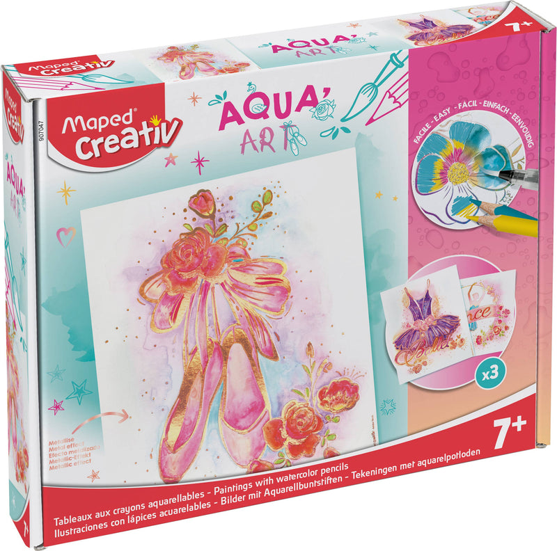 Creativ AquaArt Ballet Slippers Metallized Watercolor Drawings 14 Piece Kit