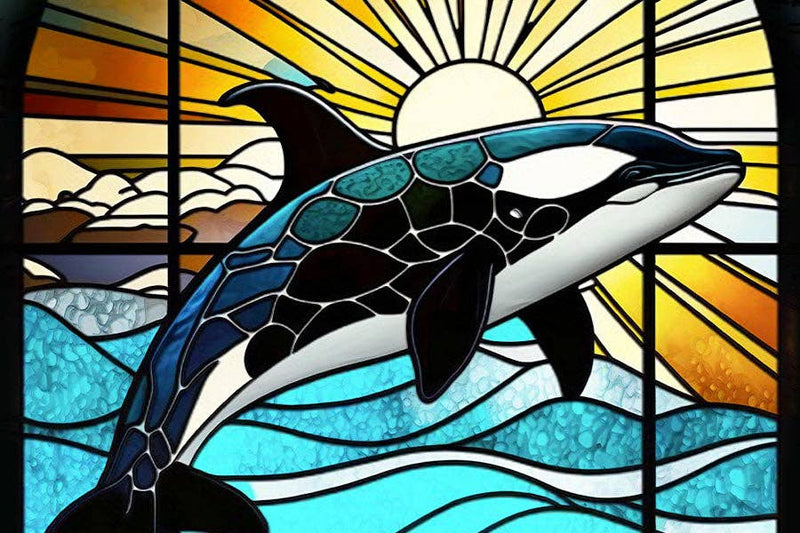 Stained Glass Orca - Marine Life