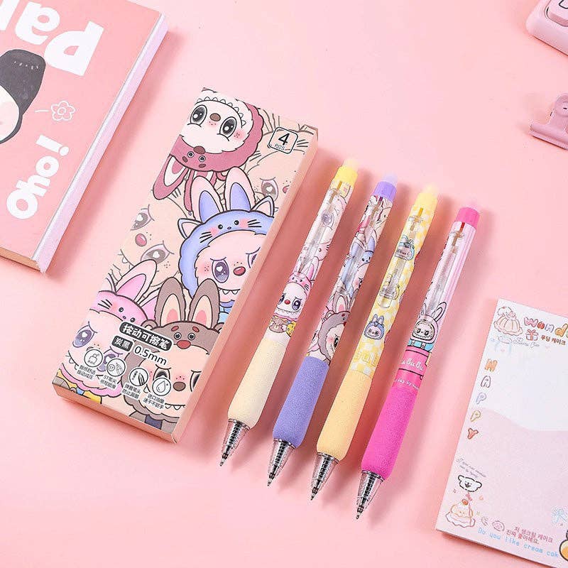 Cute monster erasable press gel pen -4pcs set